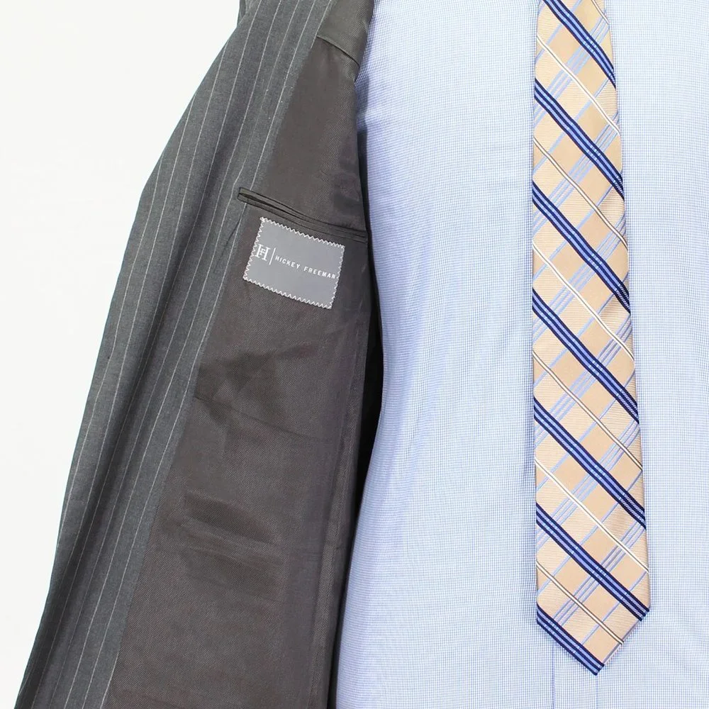 Hickey Freeman 42R Gray Striped 3-Button Sport Coat Blazer Jacket O652